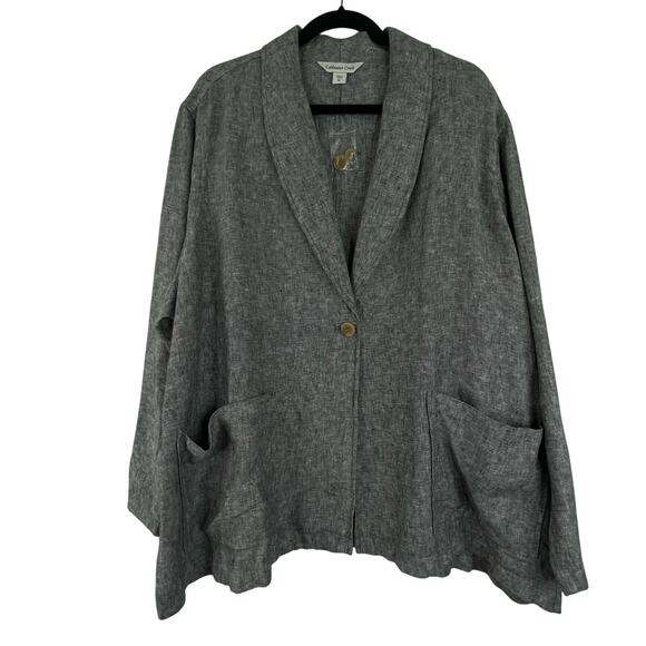 Coldwater Creek Gray Blazer Coat 100% Linen NWOT Size 3X Plus Size Career Wear - Picture 1 of 14